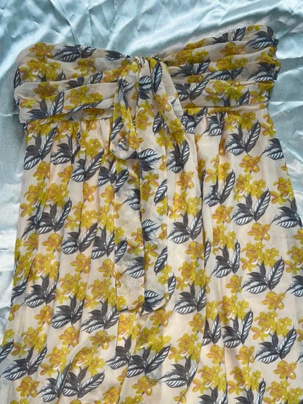 Forever 21 Strapless Floral Dress in Yellow and Cream